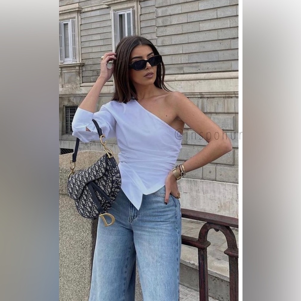 Last 🔥Zara asymmetric gabardine top